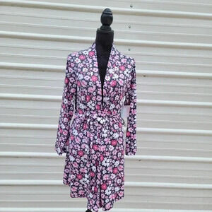 NWT Set of 2 French Affair Floral Print Lounge Robe + Shorts Pink Jersey